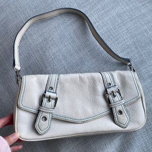 White real leather shoulder bag
